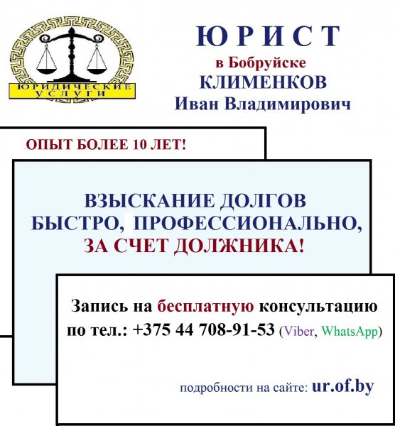 Окажу юридические услуги (г.Бобруйск, г.п.Глуск, г.Кировск, г.Кличев):